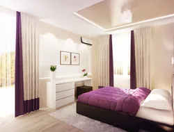 Lilac beige bedroom interior