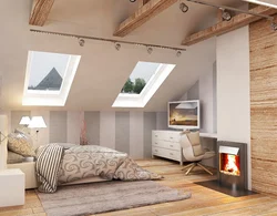 Attic design with a gable roof bedroom photo