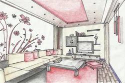 Нарисованный дизайн гостиной