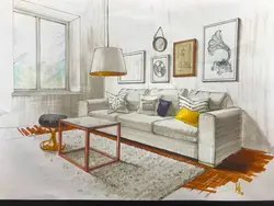 Drawn living room design