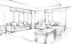 Drawn Living Room Design