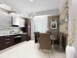 Combination of gray and beige in the kitchen interior photo