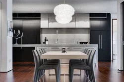 Kitchen design with gray chairs