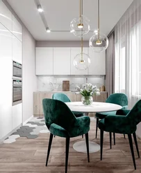 Kitchen design with gray chairs