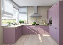 Combination Of Gray And Pink Colors In The Kitchen Interior