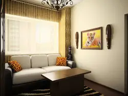 Narrow living room design with corner sofa