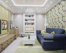 Narrow Living Room Design With Corner Sofa