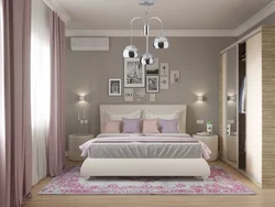 Gray And Pink Colors In The Bedroom Interior