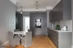 Combination of gray and gold in the kitchen interior photo