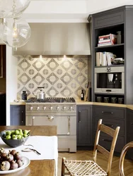 Combination of gray and gold in the kitchen interior photo