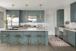 Combination of gray and gold in the kitchen interior photo