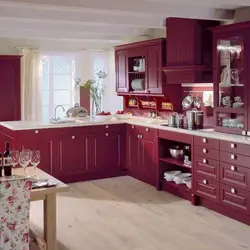 Cherry kitchen in the interior color combination