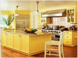 Ocher color in the kitchen interior