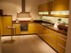 Ocher color in the kitchen interior