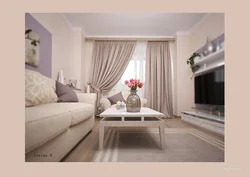 Cappuccino-colored curtains in the living room interior photo