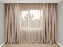 Cappuccino-colored curtains in the living room interior photo