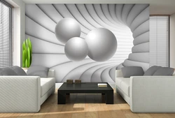 Wallpaper balls in the bedroom interior