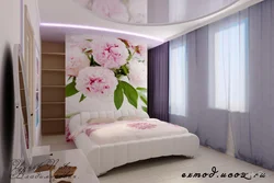 Peonies in the bedroom interior photo