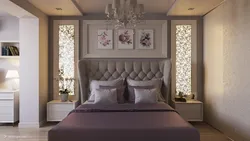 Design Of The Bed Area In The Bedroom Photo