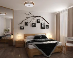 Design of the bed area in the bedroom photo