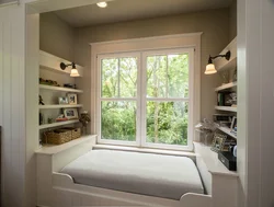 Window sill in the bedroom interior