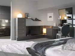 Graphite color in the bedroom interior photo