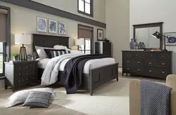 Graphite color in the bedroom interior photo