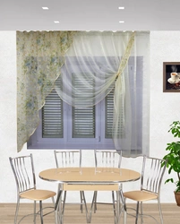 Curtains for the kitchen in a modern style, two-tone short photos