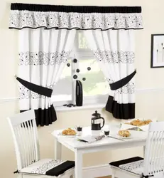 Curtains for the kitchen in a modern style, two-tone short photos