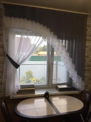 Curtains for the kitchen in a modern style, two-tone short photos