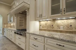 Kitchens with beige tile splashback photo