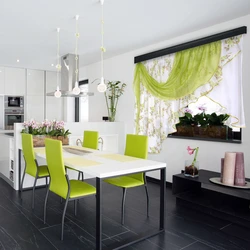 Curtains for the kitchen in a modern style two-tone long photo design