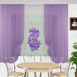Curtains for the kitchen in a modern style two-tone long photo design