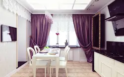 Curtains For The Kitchen In A Modern Style Two-Tone Long Photo Design