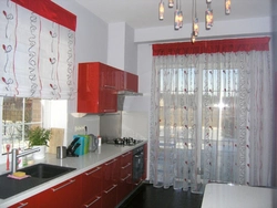 Красные шторы на кухню фото дизайн
