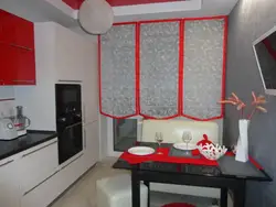 Red curtains for the kitchen photo design