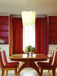 Red curtains for the kitchen photo design