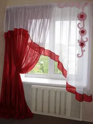 Red curtains for the kitchen photo design