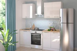 Kitchen with gray refrigerator design