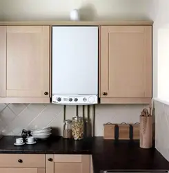 Kitchen design with photo gas boiler and refrigerator