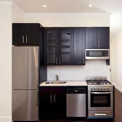 Built-in kitchen photo for a small kitchen with a refrigerator photo