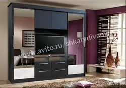 Sliding Wardrobes With A Niche For A TV In The Bedroom Photo