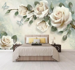 Розы в интерьере спальни фото