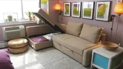 Sofa in a small bedroom instead of a bed interior photo