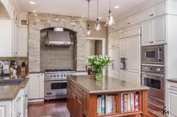 Kitchen design with stove against the wall