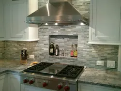 Kitchen design with stove against the wall