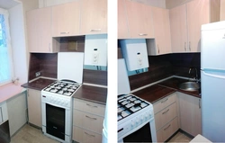 Kitchen renovation in Khrushchev with gas stove photo