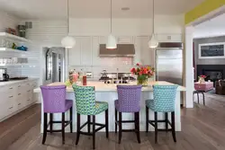 Color of chairs in the kitchen interior