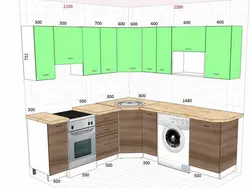 Kitchen project with corner sink with photo dimensions