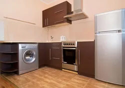 Кухня с вертикальной стиральной машиной фото